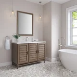 Portland 48" Single Vanity Whitewashed Walnut w/ Single Hole 3 CM White Zeus Silestone Top & Backsplash