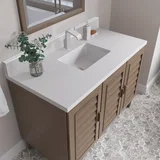 Portland 48" Single Vanity Whitewashed Walnut w/ Single Hole 3 CM White Zeus Silestone Top & Backsplash