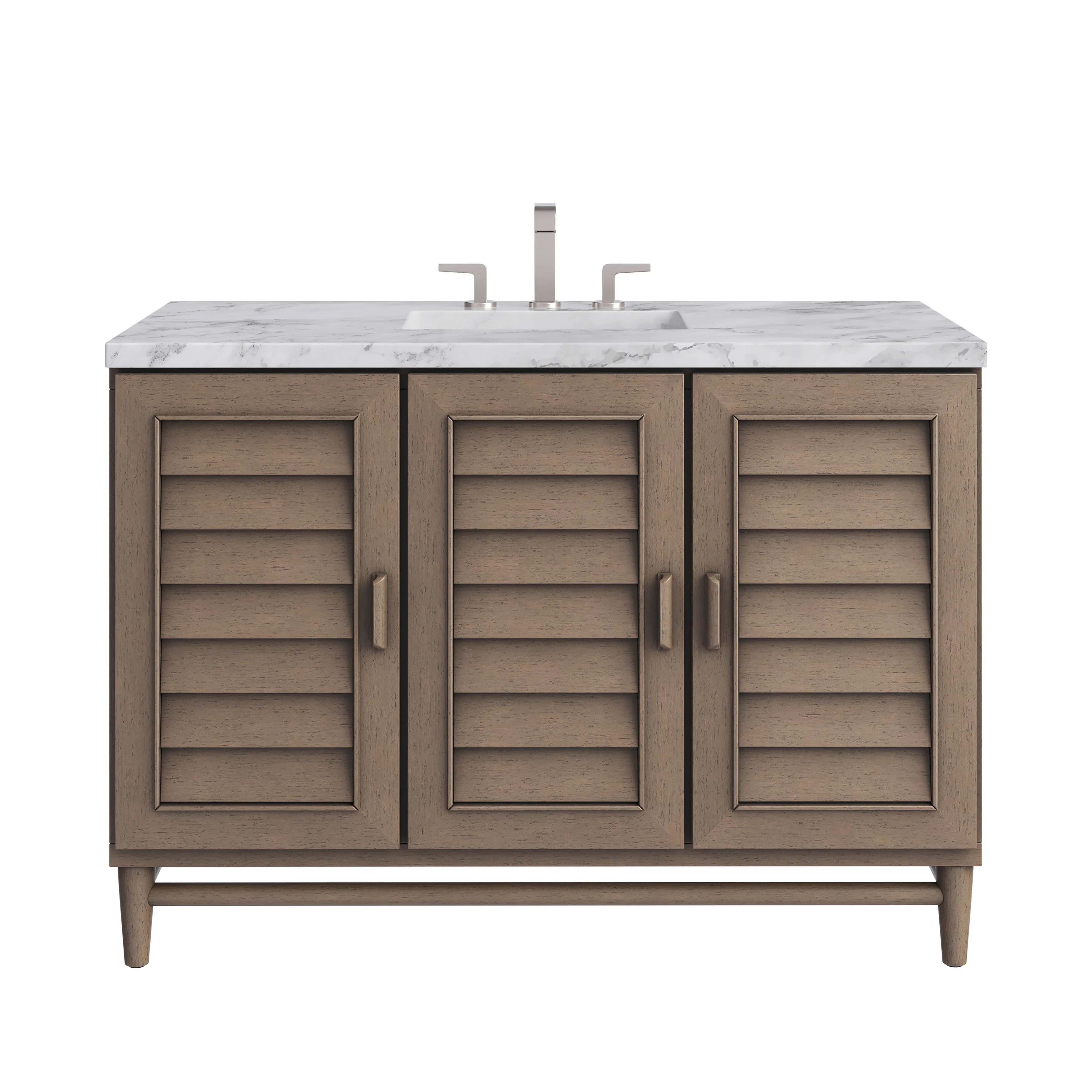 Portland 48" Single Vanity Whitewashed Walnut w/ 3 CM Carrara Marble Top