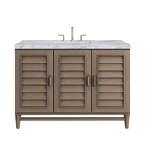 Portland 48" Single Vanity Whitewashed Walnut w/ 3 CM Carrara Marble Top