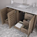 Portland 48" Single Vanity Whitewashed Walnut w/ 3 CM Carrara Marble Top