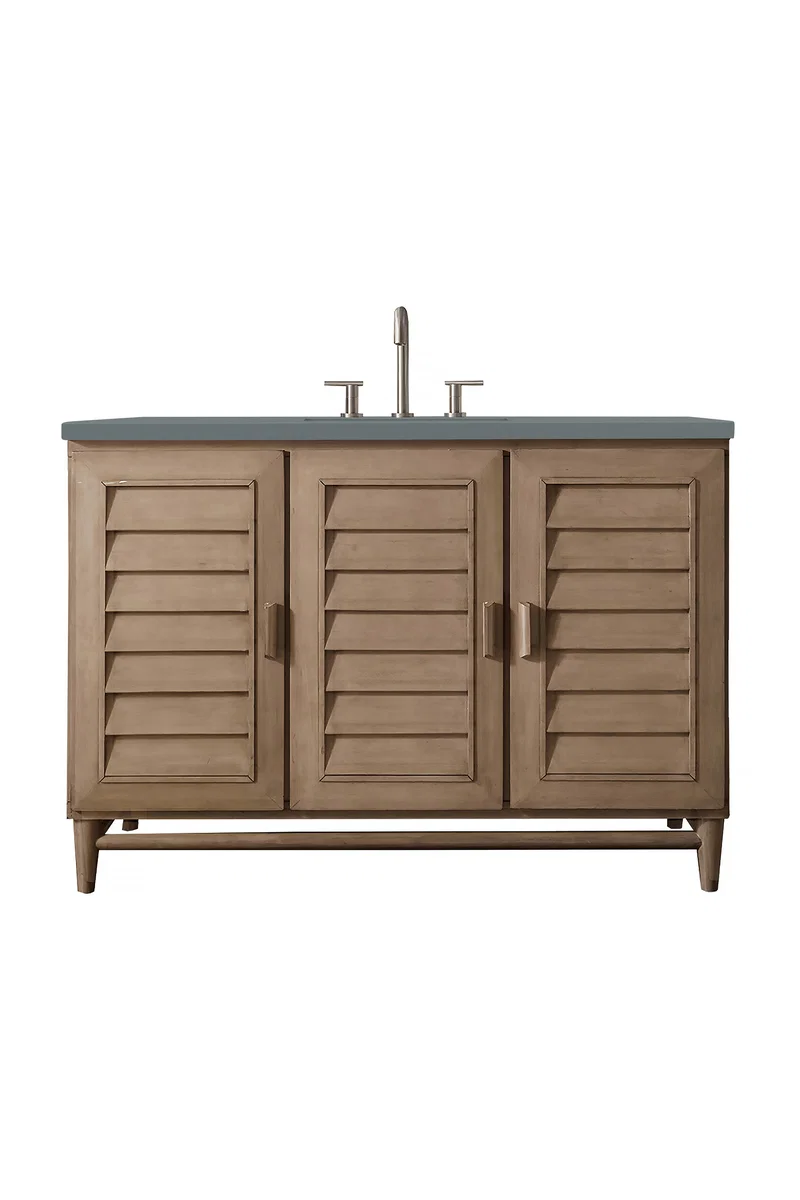 Portland 48" Single Vanity Whitewashed Walnut w/ 3 CM Cala Blue Silestone Top