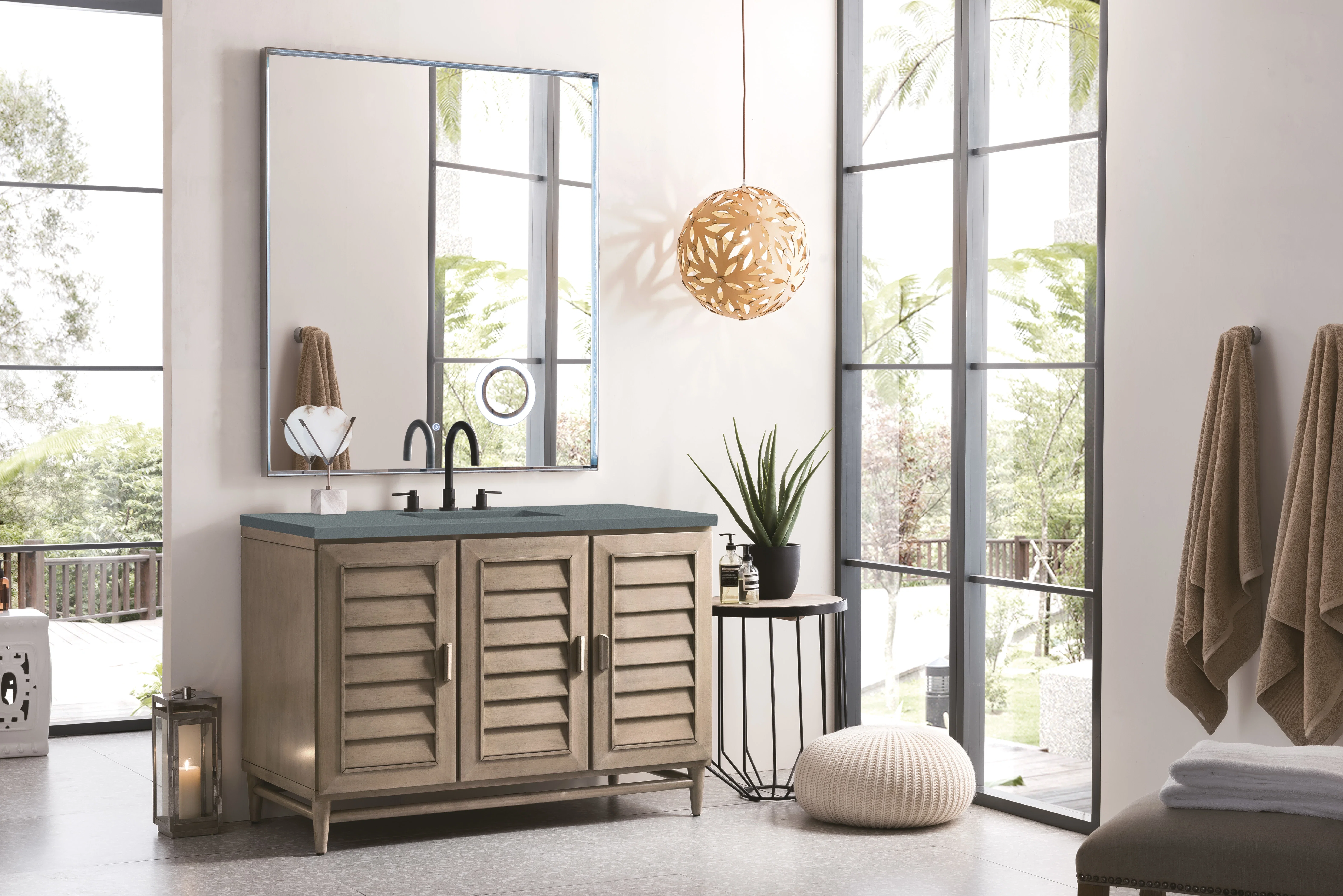 Portland 48" Single Vanity Whitewashed Walnut w/ 3 CM Cala Blue Silestone Top
