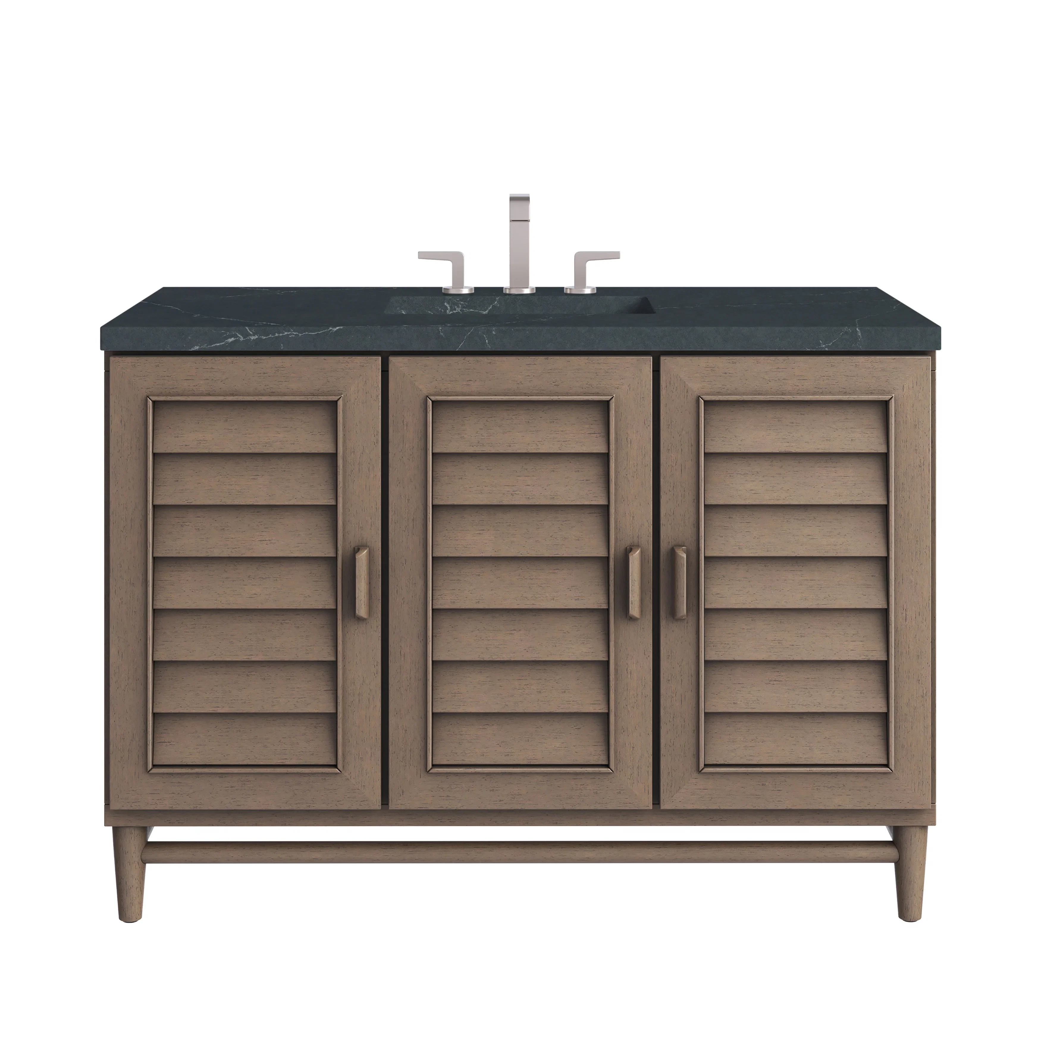 Portland 48" Single Vanity Whitewashed Walnut w/ 3 CM Charcoal Soapstone Silestone Top