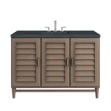 Portland 48" Single Vanity Whitewashed Walnut w/ 3 CM Charcoal Soapstone Silestone Top
