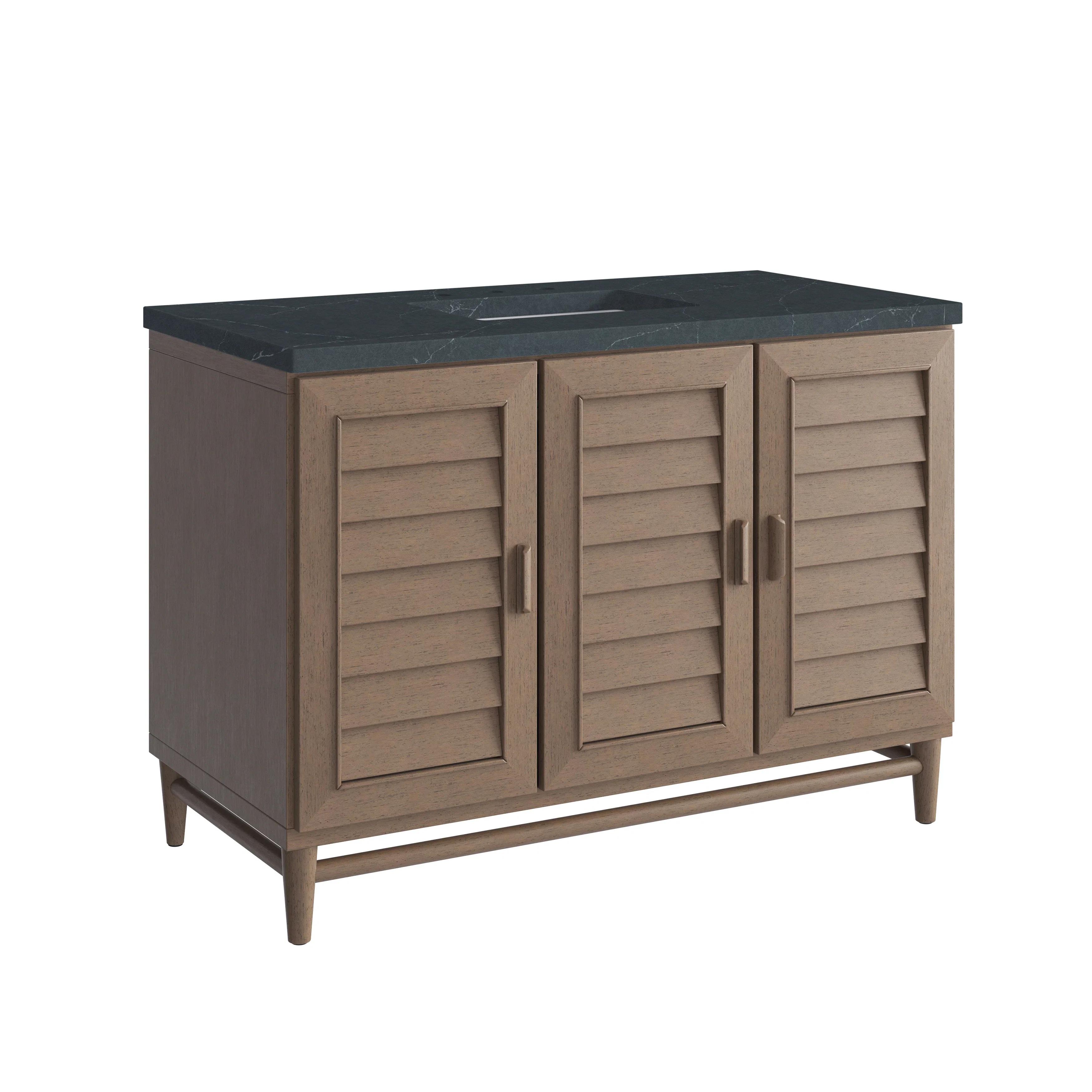 Portland 48" Single Vanity Whitewashed Walnut w/ 3 CM Charcoal Soapstone Silestone Top