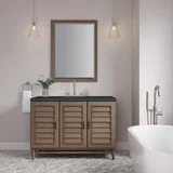 Portland 48" Single Vanity Whitewashed Walnut w/ 3 CM Charcoal Soapstone Silestone Top