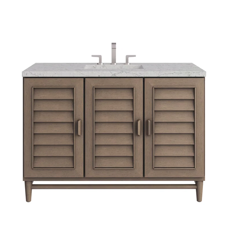 Portland 48" Single Vanity Whitewashed Walnut w/ 3 CM Eternal Jasmine Pearl Silestone Top