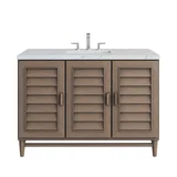 Portland 48" Single Vanity Whitewashed Walnut w/ 3 CM Ethereal Noctis Silestone Top