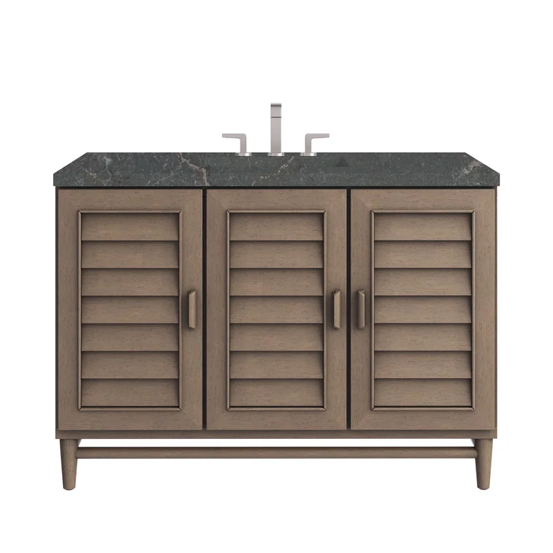 Portland 48" Single Vanity Whitewashed Walnut w/ 3 CM Parisien Bleu Silestone Top