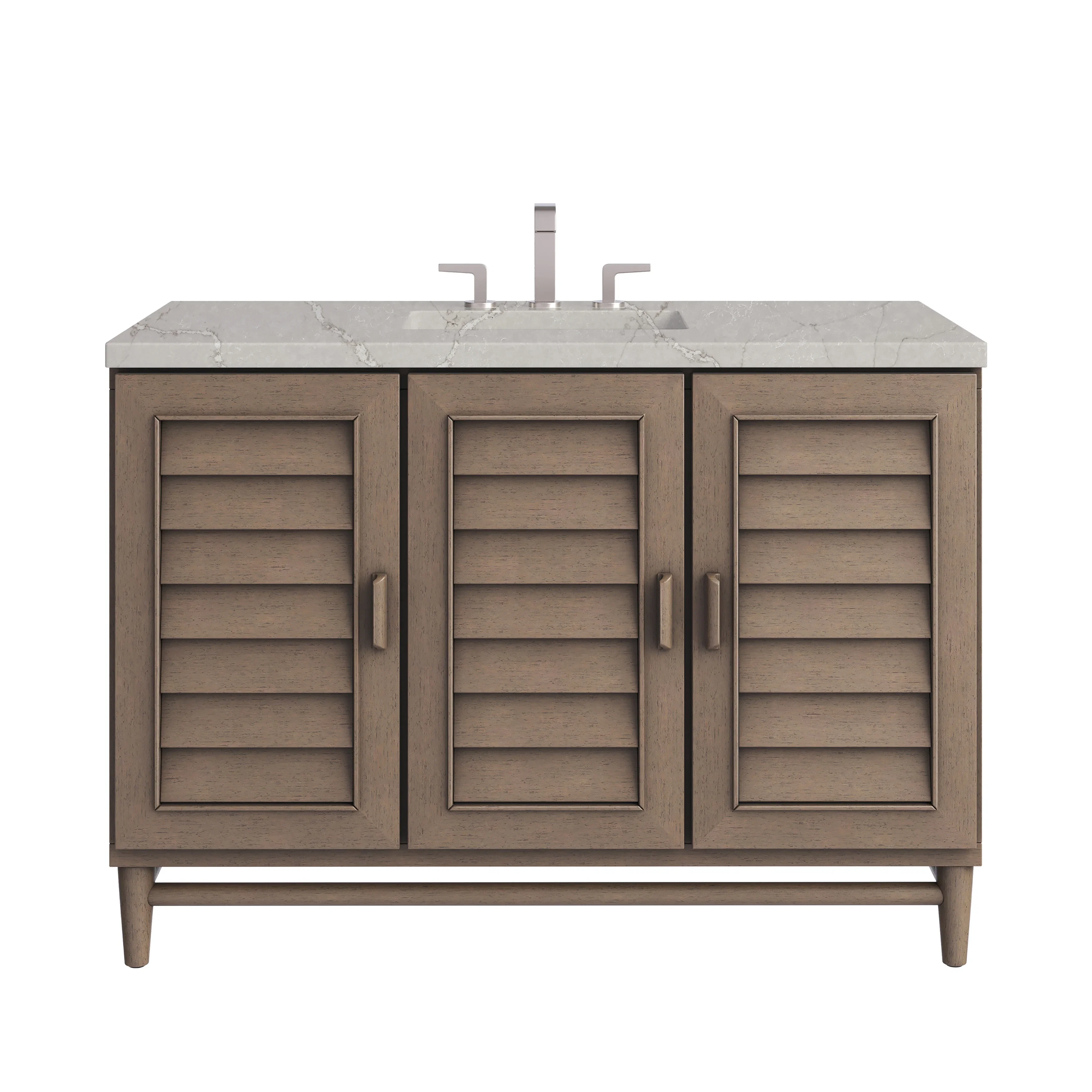 Portland 48" Single Vanity Whitewashed Walnut w/ 3 CM Victorian Silver Silestone Top