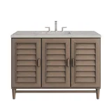 Portland 48" Single Vanity Whitewashed Walnut w/ 3 CM Victorian Silver Silestone Top