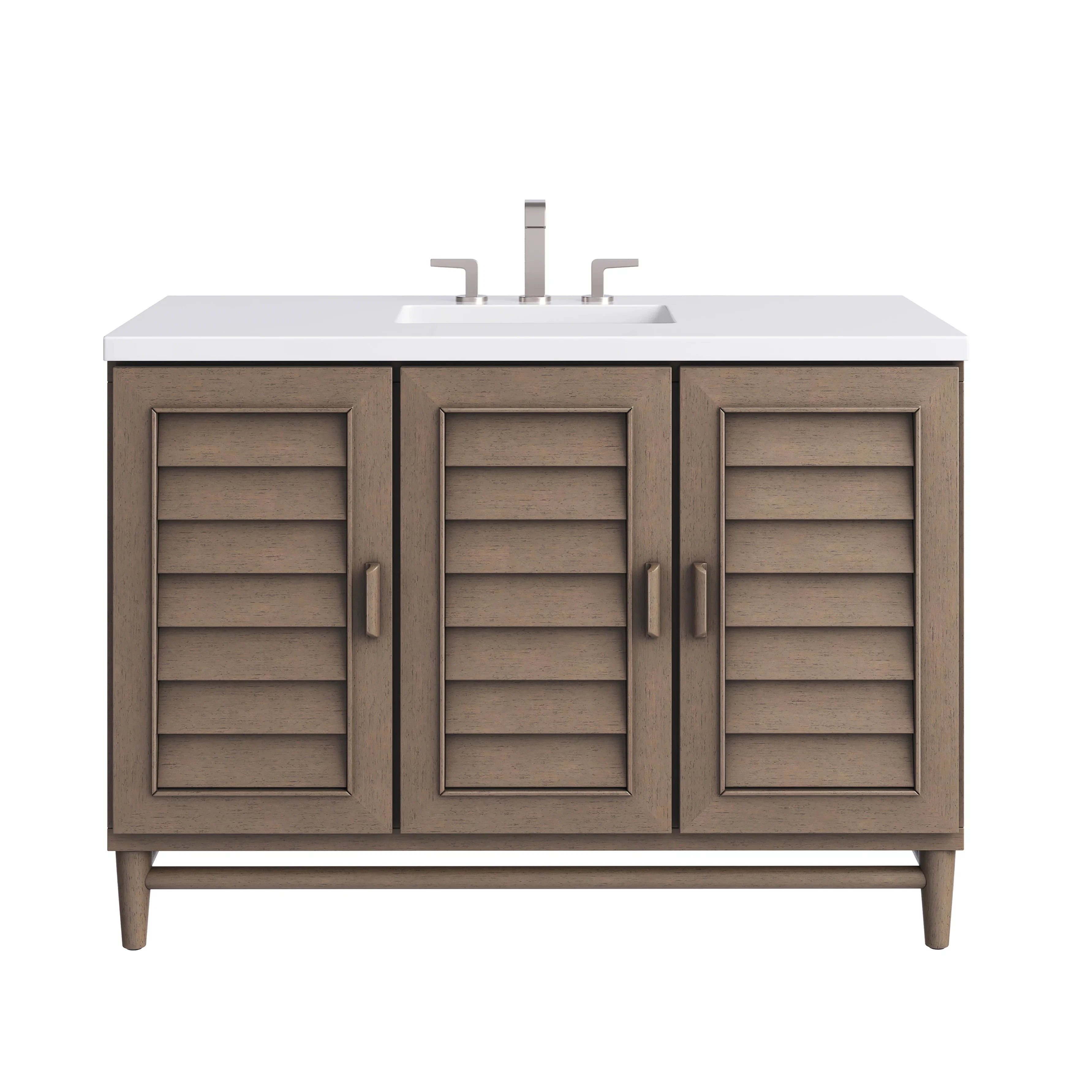 Portland 48" Single Vanity Whitewashed Walnut w/ 3 CM White Zeus Silestone Top