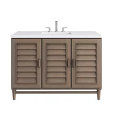 Portland 48" Single Vanity Whitewashed Walnut w/ 3 CM White Zeus Silestone Top