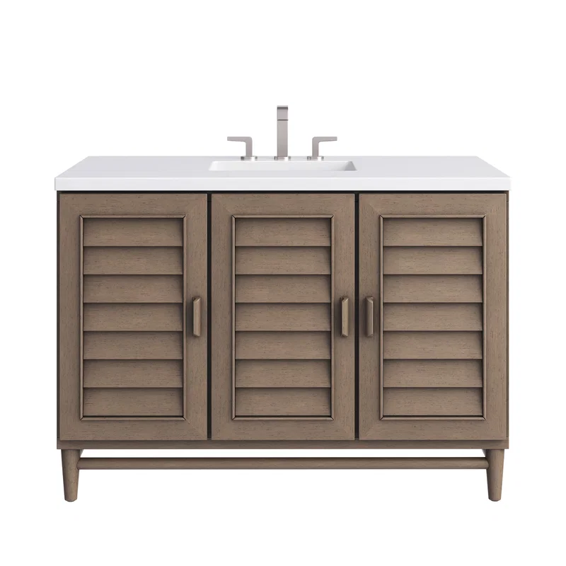 Portland 48" Single Vanity Whitewashed Walnut w/ 3 CM White Zeus Silestone Top