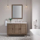 Portland 48" Single Vanity Whitewashed Walnut w/ 3 CM White Zeus Silestone Top