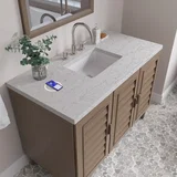 Portland 48" Single Vanity Whitewashed Walnut w/ 3 CM Eternal Jasmine Pearl Silestone Top w/FreePower Wireless Charger