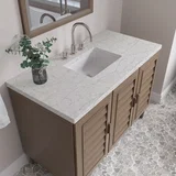 Portland 48" Single Vanity Whitewashed Walnut w/ 3 CM Eternal Jasmine Pearl Silestone Top w/FreePower Wireless Charger
