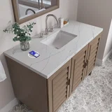 Portland 48" Single Vanity Whitewashed Walnut w/ 3 CM Ethereal Noctis Silestone Top w/FreePower Wireless Charger