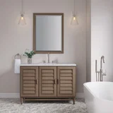 Portland 48" Single Vanity Whitewashed Walnut w/ 3 CM Ethereal Noctis Silestone Top w/FreePower Wireless Charger