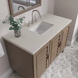Portland 48" Single Vanity, Whitewashed Walnut, w/ 3 CM Siberian Silestone Top w/FreePower Wireless Charger