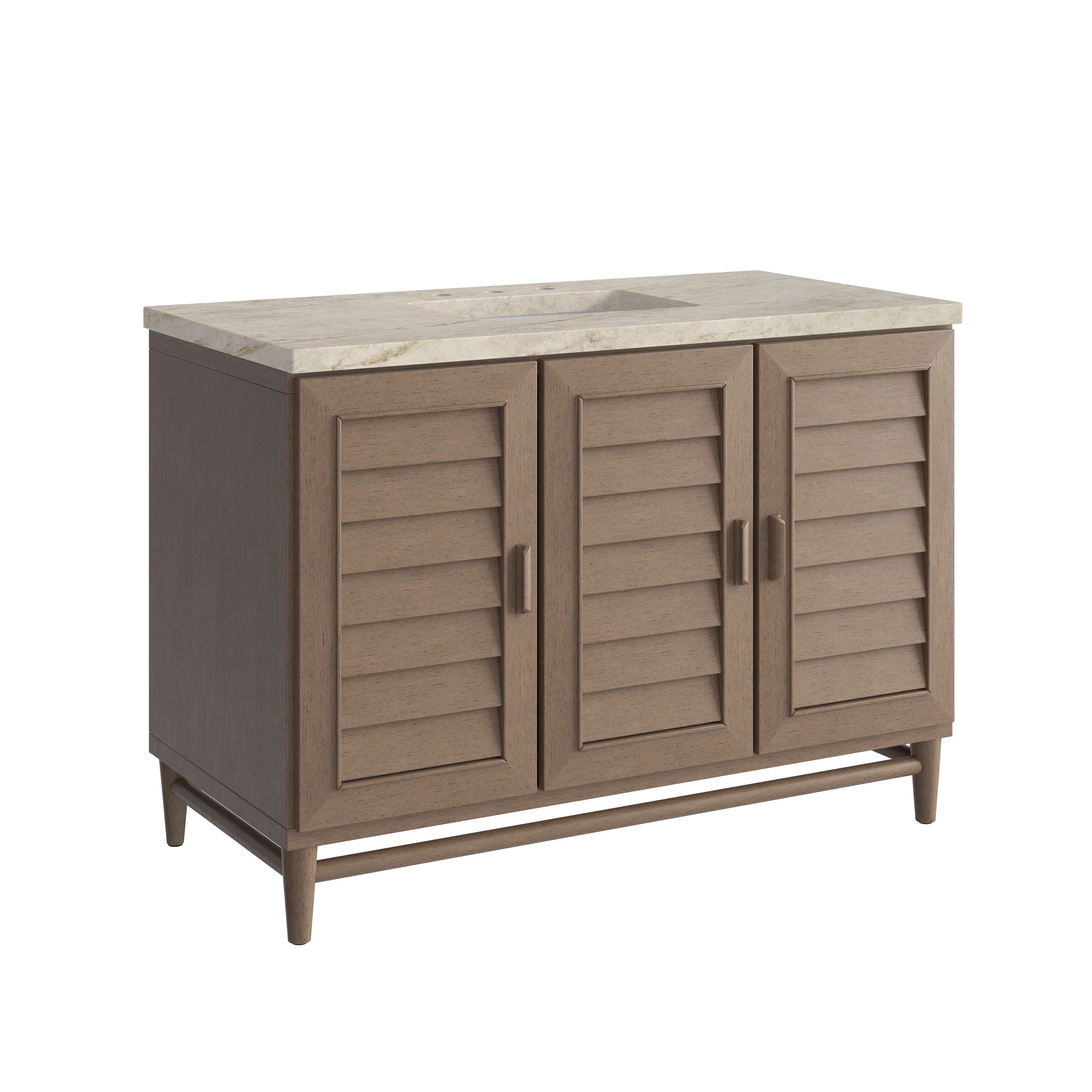 Portland 48" Single Vanity, Whitewashed Walnut, w/ 3 CM Tajnar Eclos Top w/FreePower Wireless Charger