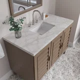 Portland 48" Single Vanity Whitewashed Walnut w/ 3 CM Victorian Silver Silestone Top w/FreePower Wireless Charger