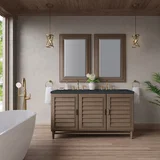 Portland 60" Double Vanity Whitewashed Walnut w/ 3 CM Charcoal Soapstone Silestone Top