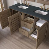 Portland 60" Double Vanity Whitewashed Walnut w/ 3 CM Charcoal Soapstone Silestone Top