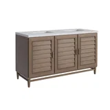 Portland 60" Double Vanity Whitewashed Walnut w/ 3 CM Ethereal Noctis Silestone Top