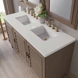 Portland 60" Double Vanity Whitewashed Walnut w/ 3 CM Lime Delight Silestone Top