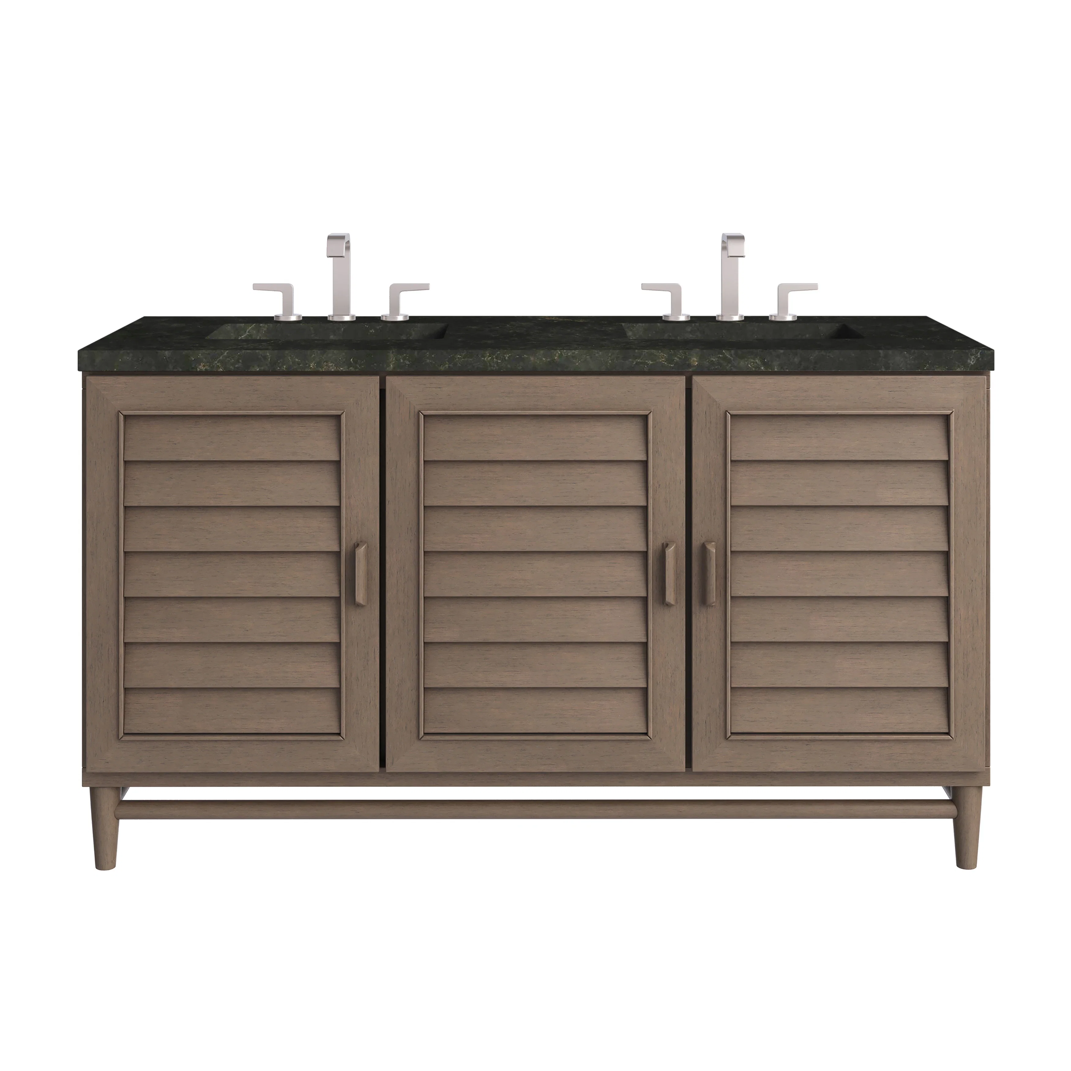 Portland 60" Double Vanity, Whitewashed Walnut, w/ 3 CM Phantome Eclos Top