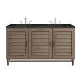 Portland 60" Double Vanity, Whitewashed Walnut, w/ 3 CM Phantome Eclos Top