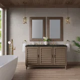 Portland 60" Double Vanity, Whitewashed Walnut, w/ 3 CM Phantome Eclos Top