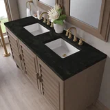 Portland 60" Double Vanity, Whitewashed Walnut, w/ 3 CM Phantome Eclos Top