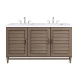 Portland 60" Double Vanity Whitewashed Walnut w/ 3 CM White Zeus Silestone Top