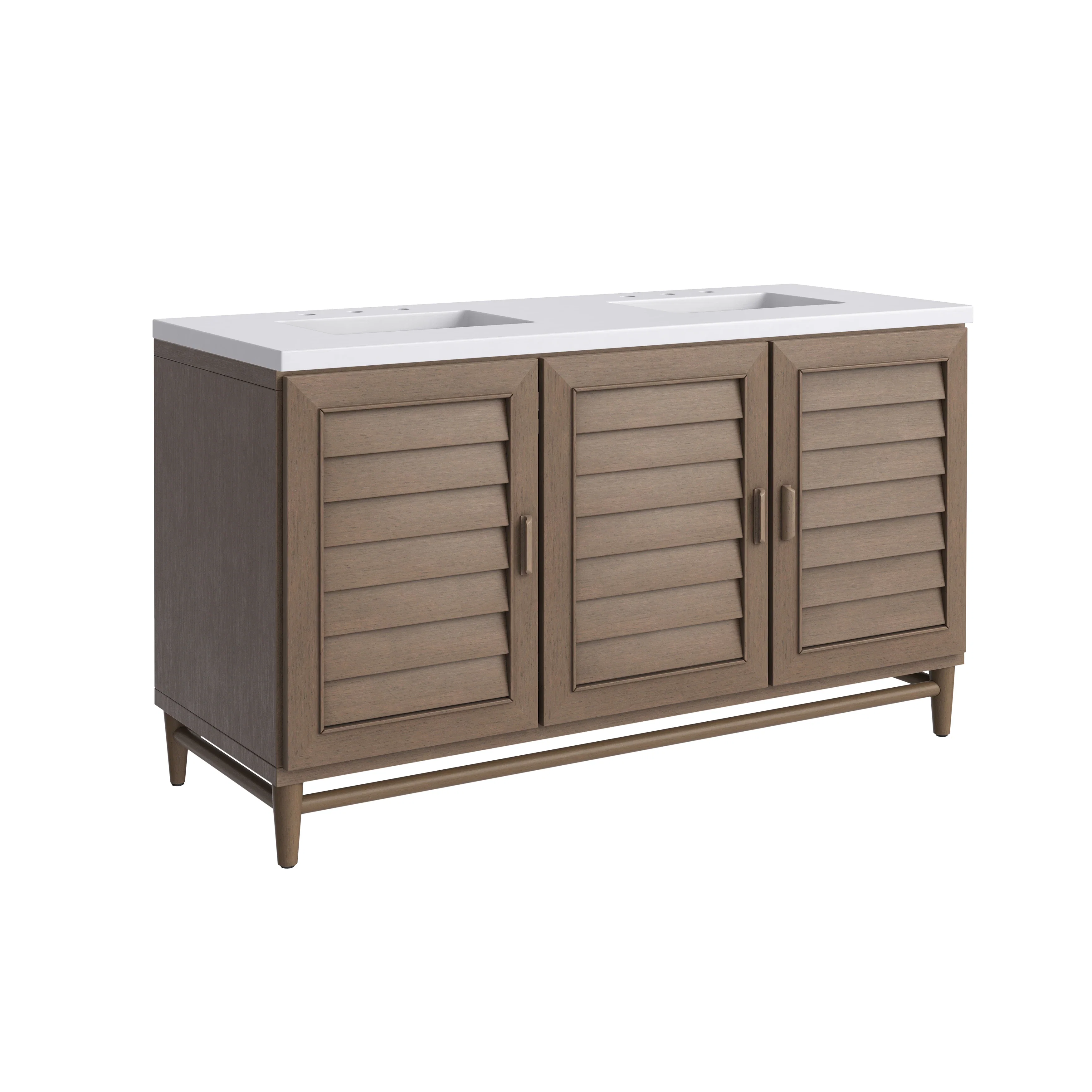 Portland 60" Double Vanity Whitewashed Walnut w/ 3 CM White Zeus Silestone Top