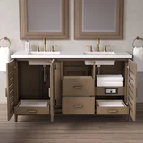 Portland 60" Double Vanity Whitewashed Walnut w/ 3 CM White Zeus Silestone Top