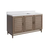Portland 60" Single Vanity Whitewashed Walnut w/ Single Hole 3 CM White Zeus Silestone Top & Backsplash