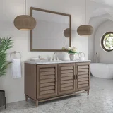Portland 60" Single Vanity Whitewashed Walnut w/ 3 CM Carrara Marble Top