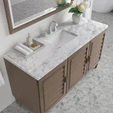 Portland 60" Single Vanity Whitewashed Walnut w/ 3 CM Carrara Marble Top