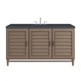 Portland 60" Single Vanity Whitewashed Walnut w/ 3 CM Charcoal Soapstone Silestone Top