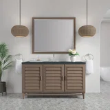 Portland 60" Single Vanity Whitewashed Walnut w/ 3 CM Charcoal Soapstone Silestone Top