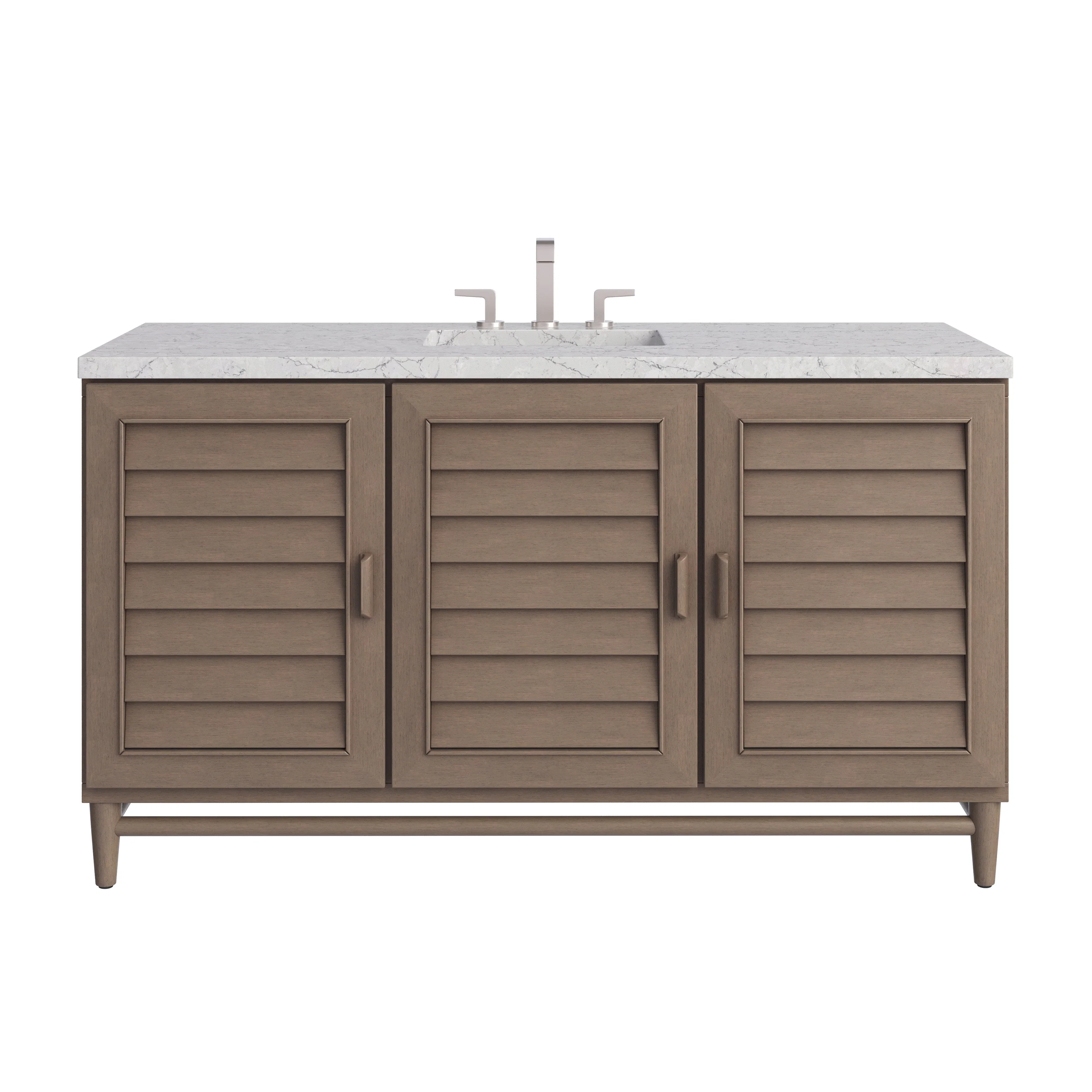 Portland 60" Single Vanity Whitewashed Walnut w/ 3 CM Eternal Jasmine Pearl Silestone Top