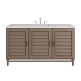 Portland 60" Single Vanity Whitewashed Walnut w/ 3 CM Eternal Jasmine Pearl Silestone Top