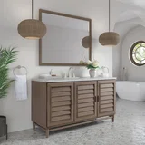 Portland 60" Single Vanity Whitewashed Walnut w/ 3 CM Eternal Jasmine Pearl Silestone Top