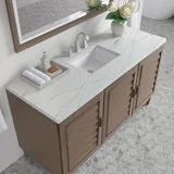 Portland 60" Single Vanity Whitewashed Walnut w/ 3 CM Ethereal Noctis Silestone Top