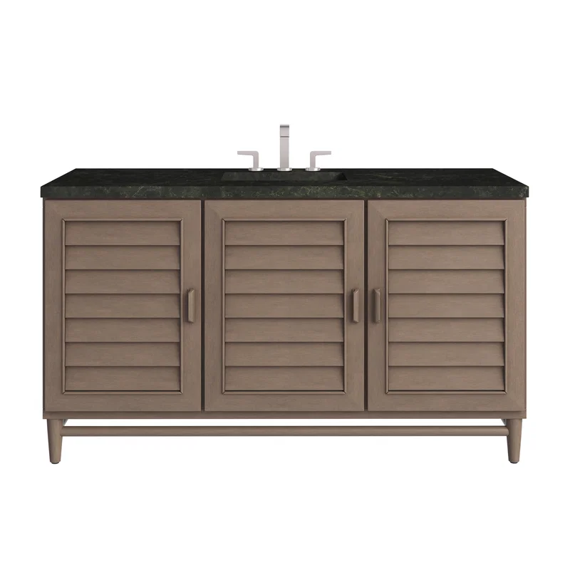 Portland 60" Single Vanity, Whitewashed Walnut, w/ 3 CM Phantome Eclos Top