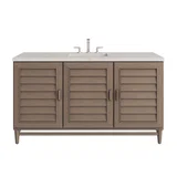 Portland 60" Single Vanity, Whitewashed Walnut, w/ 3 CM Siberian Silestone Top