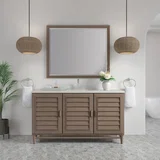 Portland 60" Single Vanity, Whitewashed Walnut, w/ 3 CM Siberian Silestone Top
